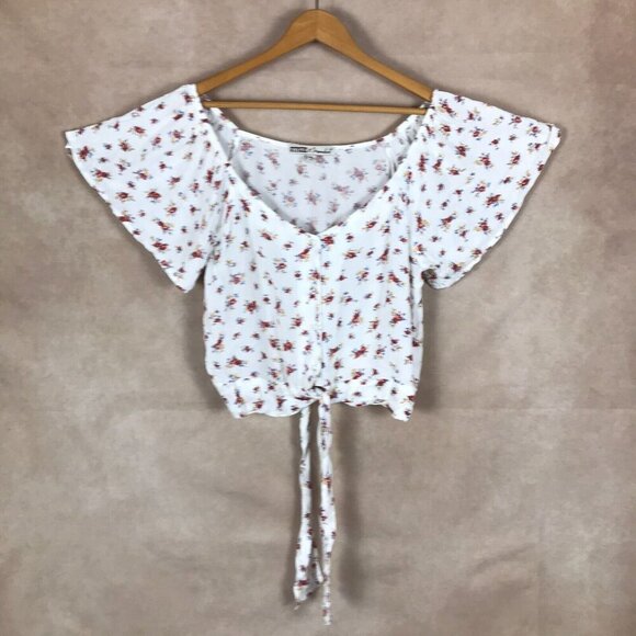 GYPSIES & MOONDUST Flutter Sleeve Tie Front Boho Top NEW MEDIUM - Picture 3 of 9